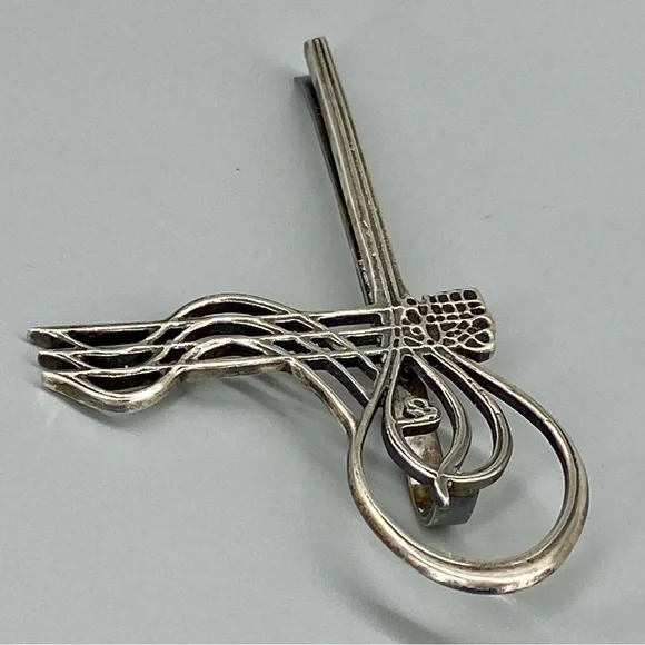 Vintage Turkish Ottoman Tie Clip Sultan Tughra Sterling Silver Suleiman Insignia - Picture 7 of 16